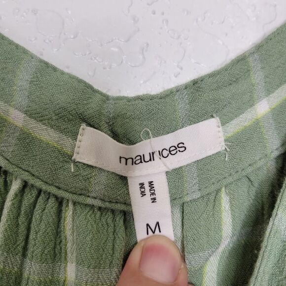 Maurices Light Green Plaid Ruffle Trim Sleeveless Square Neckline Mini Dress - Picture 5 of 10